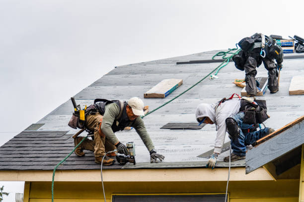 Professional Gutter Installation technician working in Amlin, OH